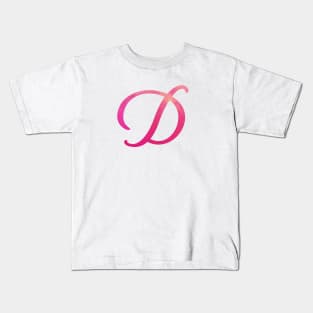 Letter D Monogram, Pink Color Personalized Design Kids T-Shirt